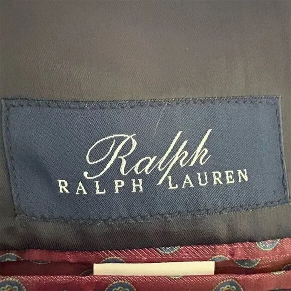 Ralph Lauren Men's Wool Navy Check Blazer Size 48 Classic Fit Business